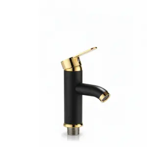 ברז לכיור מקלחת חמים קרים שחור מט זהב מק"ט 099