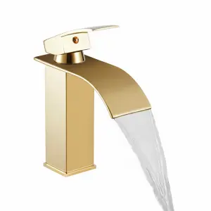 ברז מפל לכיור מקלחת דגם "ביוטי" | חם קר | זהב מוברש | מק"ט 254