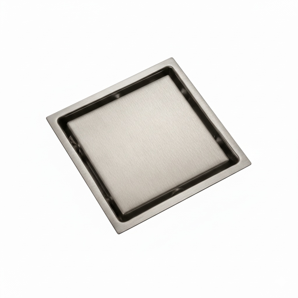 תעלה נסתרת לניקוז / ביקורת דגם "סקוואר" | 11/11 | פטנט חוסם ריחות וחרקים | ניקל מוברש | מקט 107BN