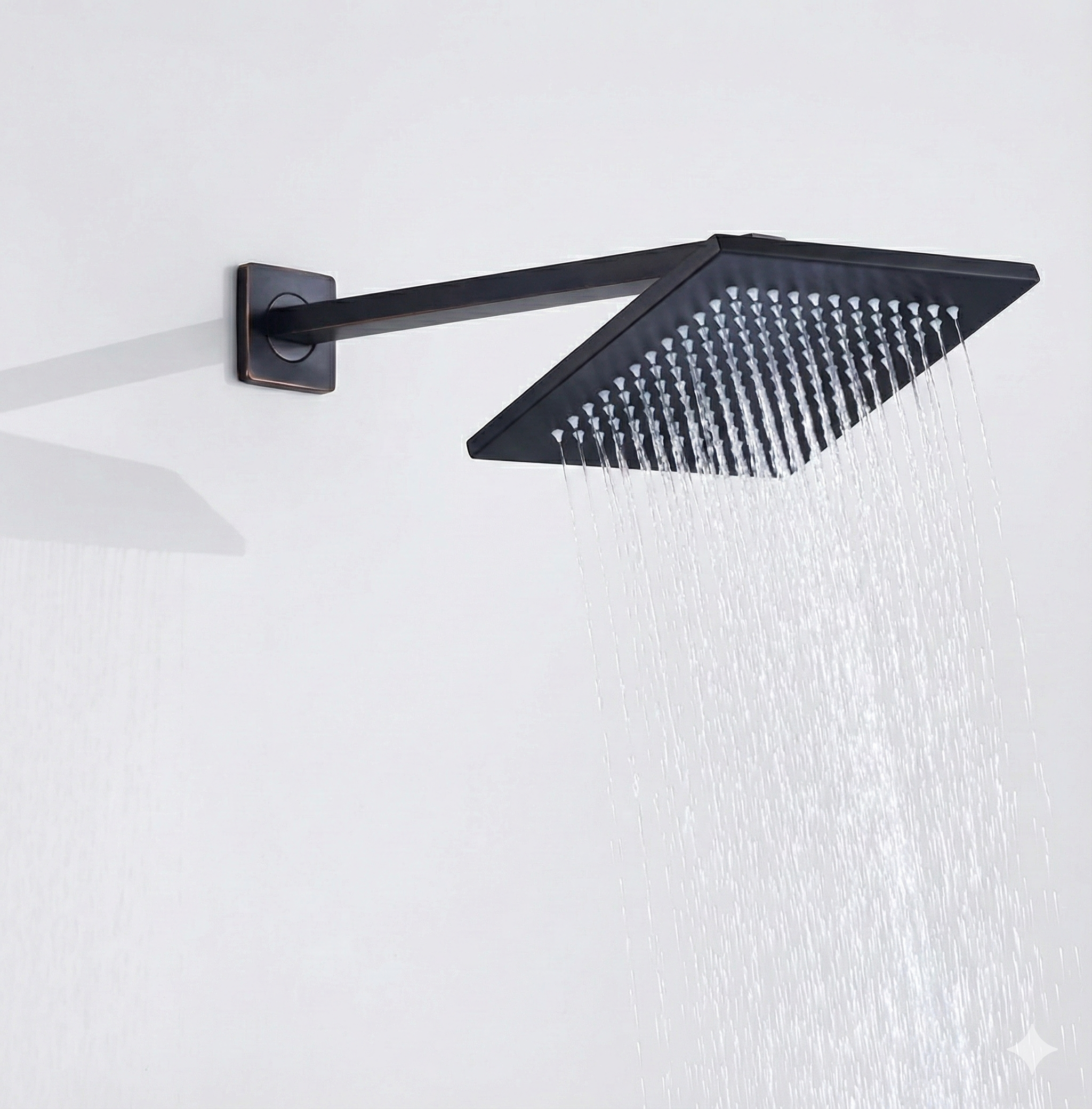 ראש גשם 25/25 ענק מפואר + פיטמות נגד אבנית ללא זרוע אחיזה | שחור מט | מק"ט 236