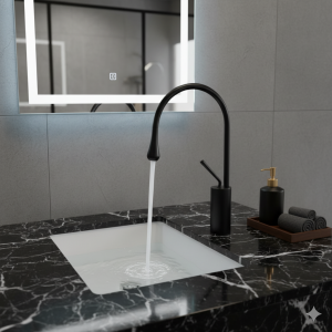 ⁦ברז מעצבים לכיור מקלחת | שחור מט | מק"ט 266⁩ – תמונה ⁦2⁩