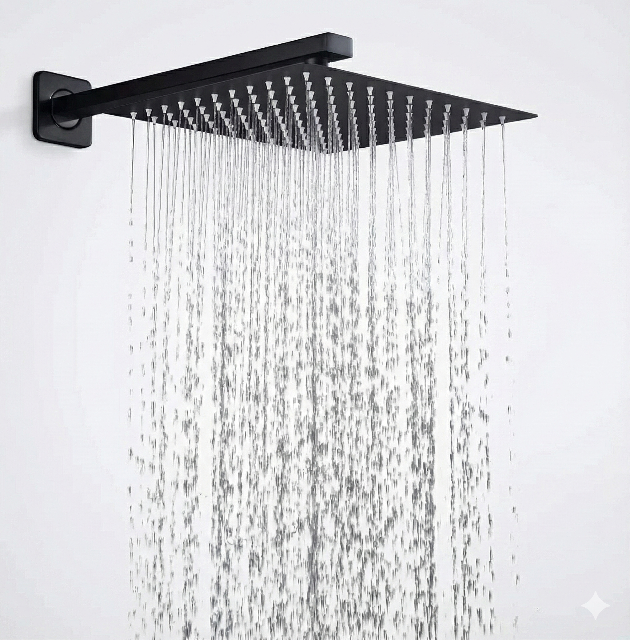 זרוע לראש גשם אופנתי מרובע + ראש גשם 20/20 | שחור מט | מק"ט 337