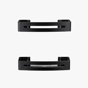 זוג מדפים ישרים למקלחת | אלומיניום קשיח | 32.5 ס"מ + 4 קולבים | שחור מט | מק"ט 206BL