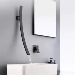 ⁦פיית מילוי 70 ס"מ אופנתית למילוי אמבטיה/ ג'קוזי/ כיור מקלחת | שחור מט | מק"ט 372⁩ – תמונה ⁦5⁩