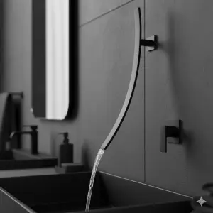 ⁦פיית מילוי 70 ס"מ אופנתית למילוי אמבטיה/ ג'קוזי/ כיור מקלחת | שחור מט | מק"ט 372⁩ – תמונה ⁦2⁩