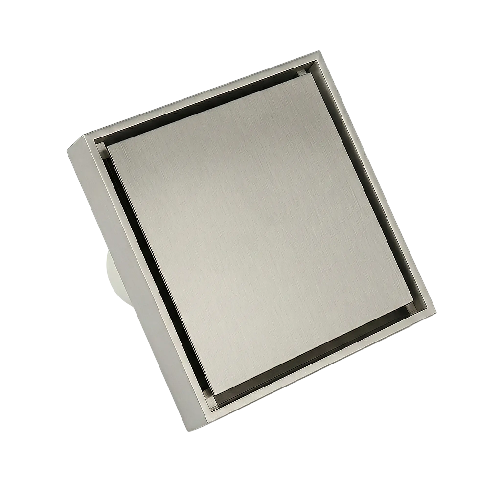 תעלה נסתרת לניקוז / ביקורת דגם "סקוואר" | 10/10 | פטנט חוסם ריחות וחרקים | ניקל מוברש | מק"ט 104BN