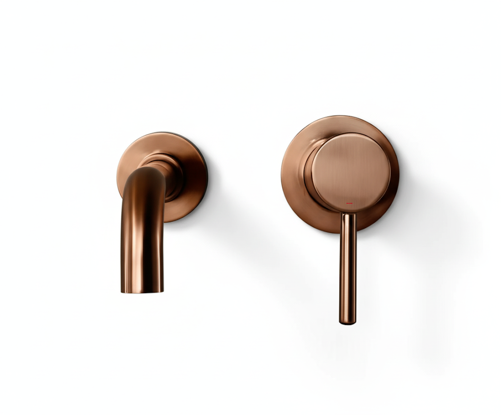 ברז אינטרפוץ אופנתי איכותי לכיור מקלחת פיה 26 ס"מ | רוז גולד מוברש | מק"ט 420