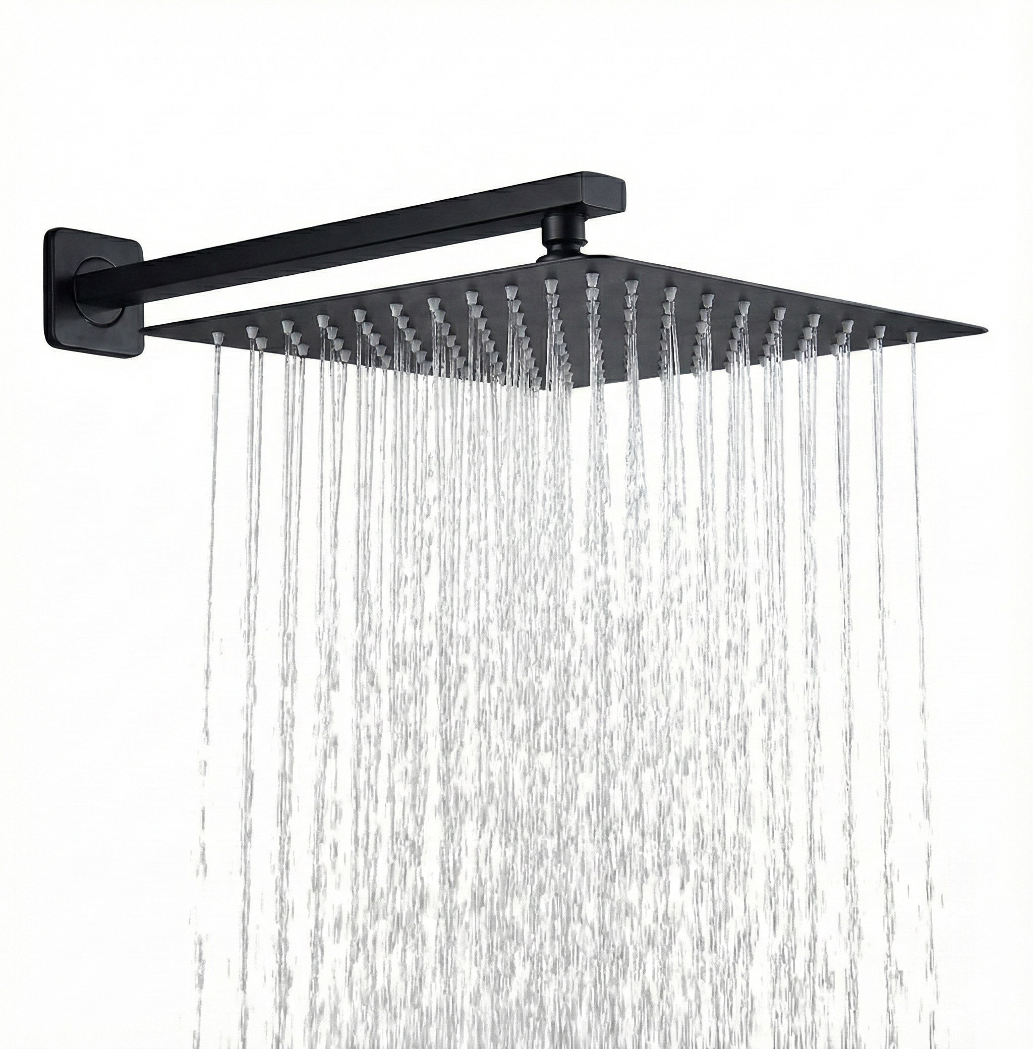 זרוע לראש גשם + ראש גשם 25/25 | סיליקון מונע אבנית | שחור מט | מק"ט 427