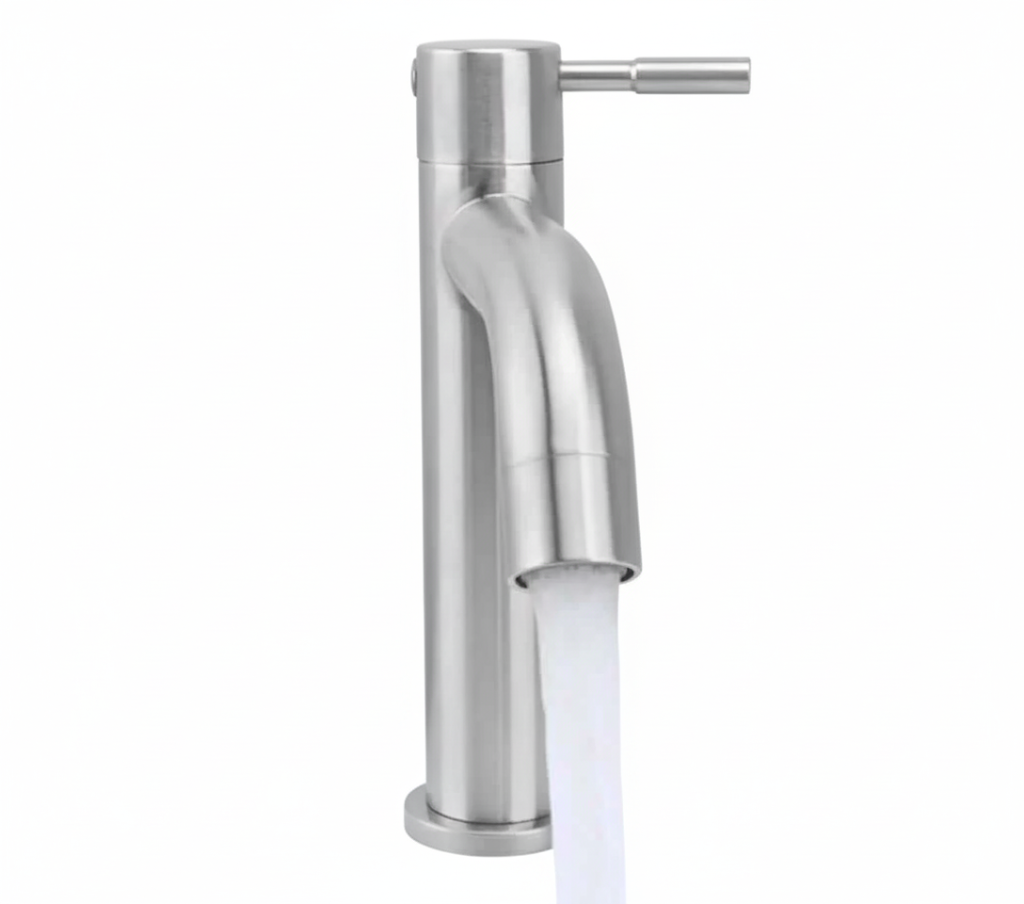 ברז אופנתי לכיור שטיפת ידיים קרים בלבד נירוסטה אל חלד איכותי ניקל מוברש מק"ט 434