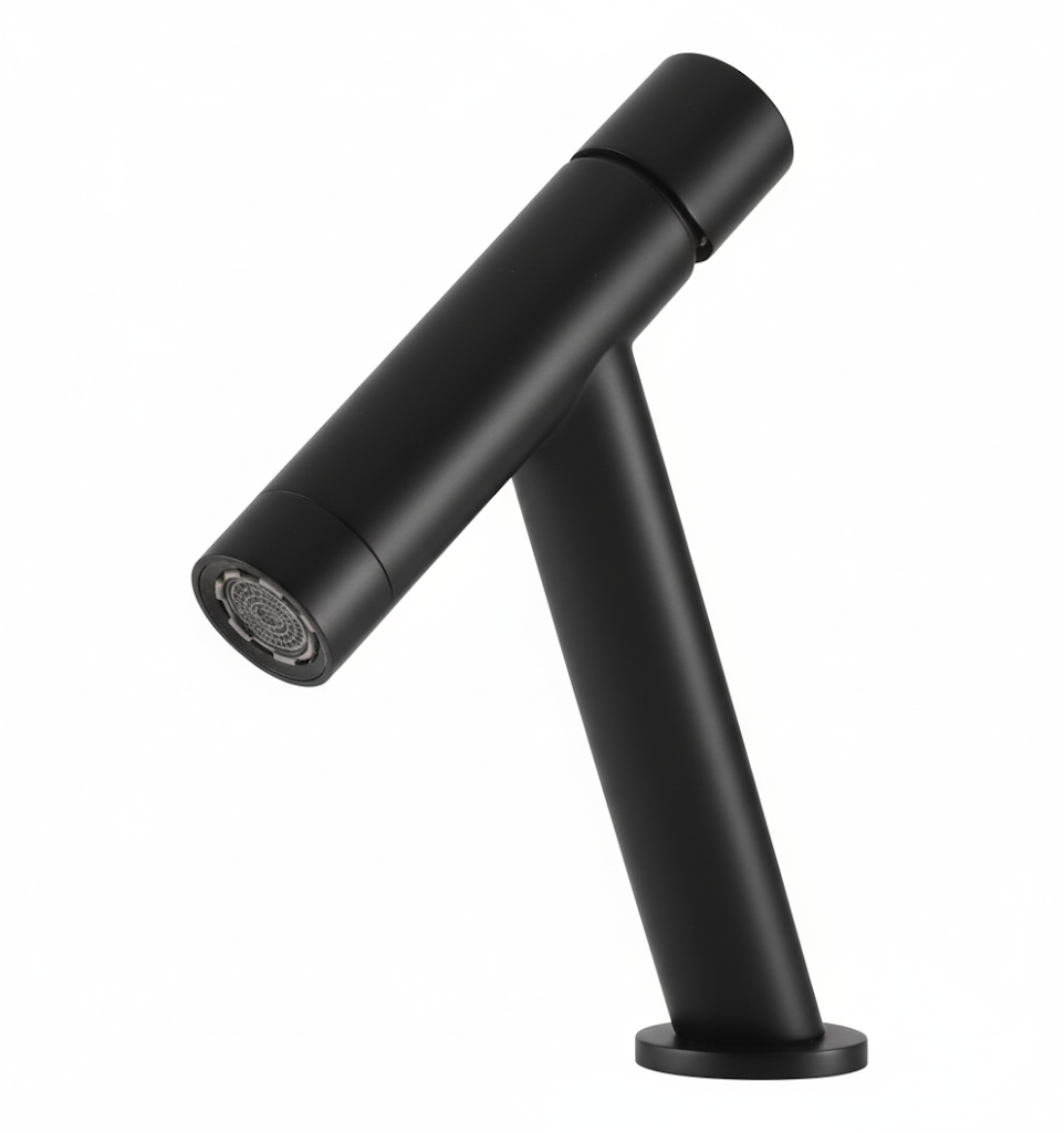 ברז מעצבים אופנתי אלגנטי לכיור מקלחת חם קר שחור מט מק"ט 454