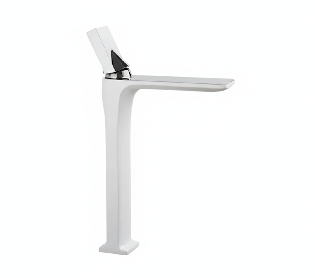 ברז לכיור מקלחת מונח | לבן משולב כרום | מק"ט 480