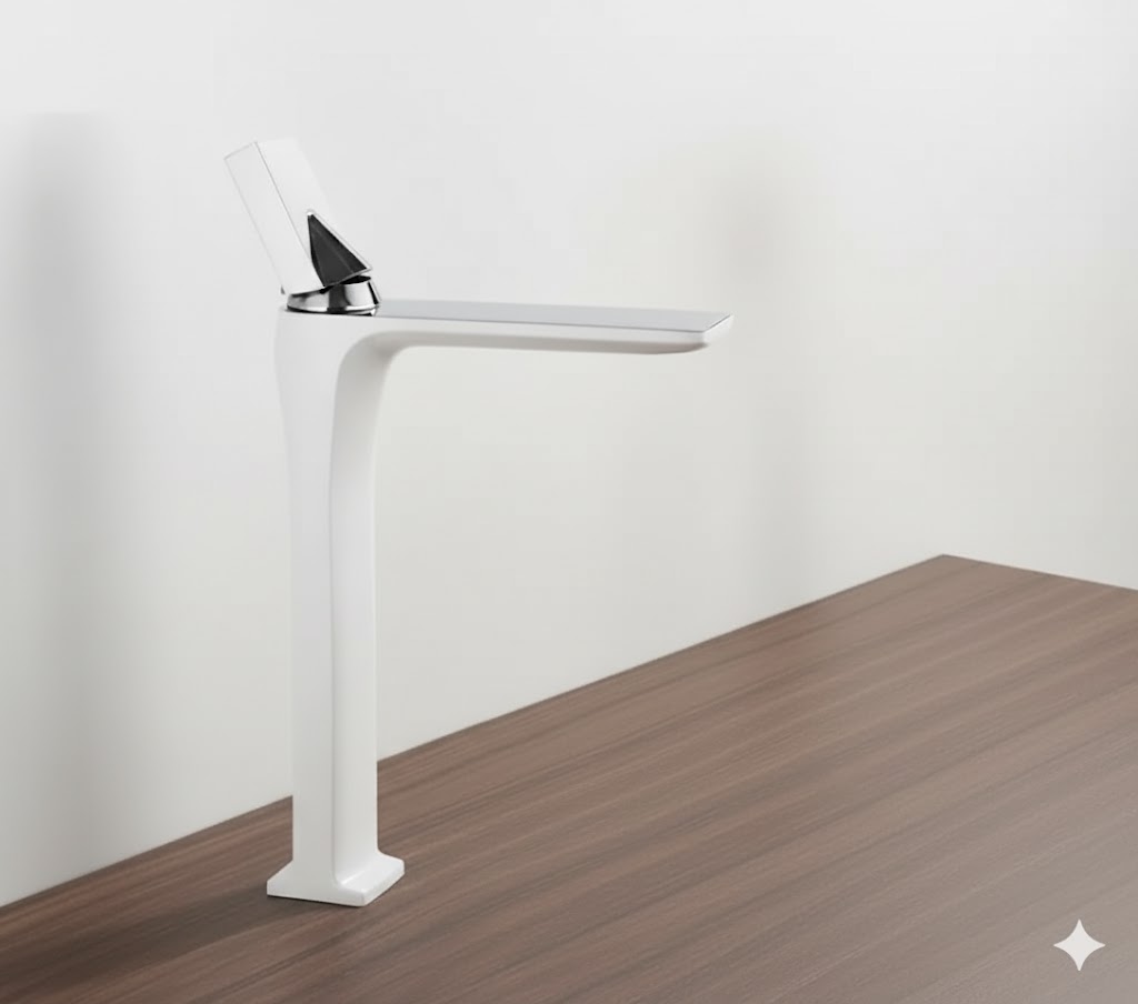 ברז לכיור מקלחת מונח | לבן משולב כרום | מק"ט 480