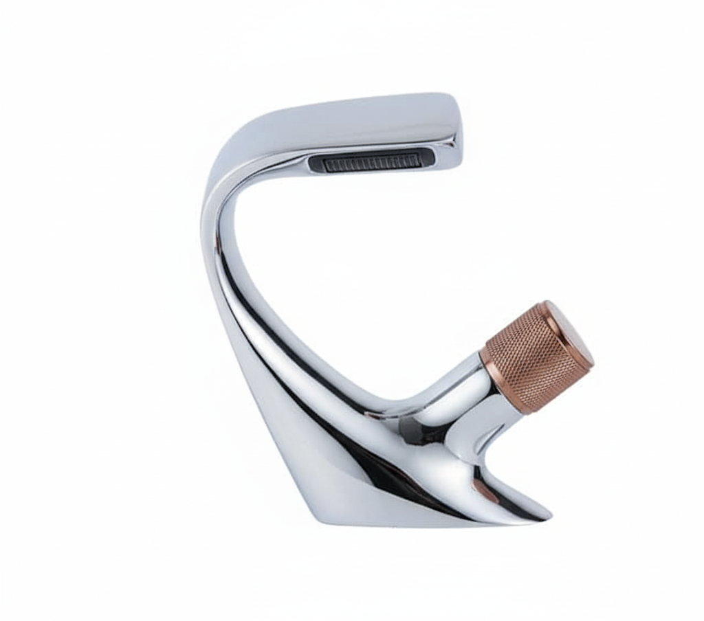 ברז לכיור מקלחת אופנתי מעוצב חם קר כרום ידית ברונזה מק"ט 504