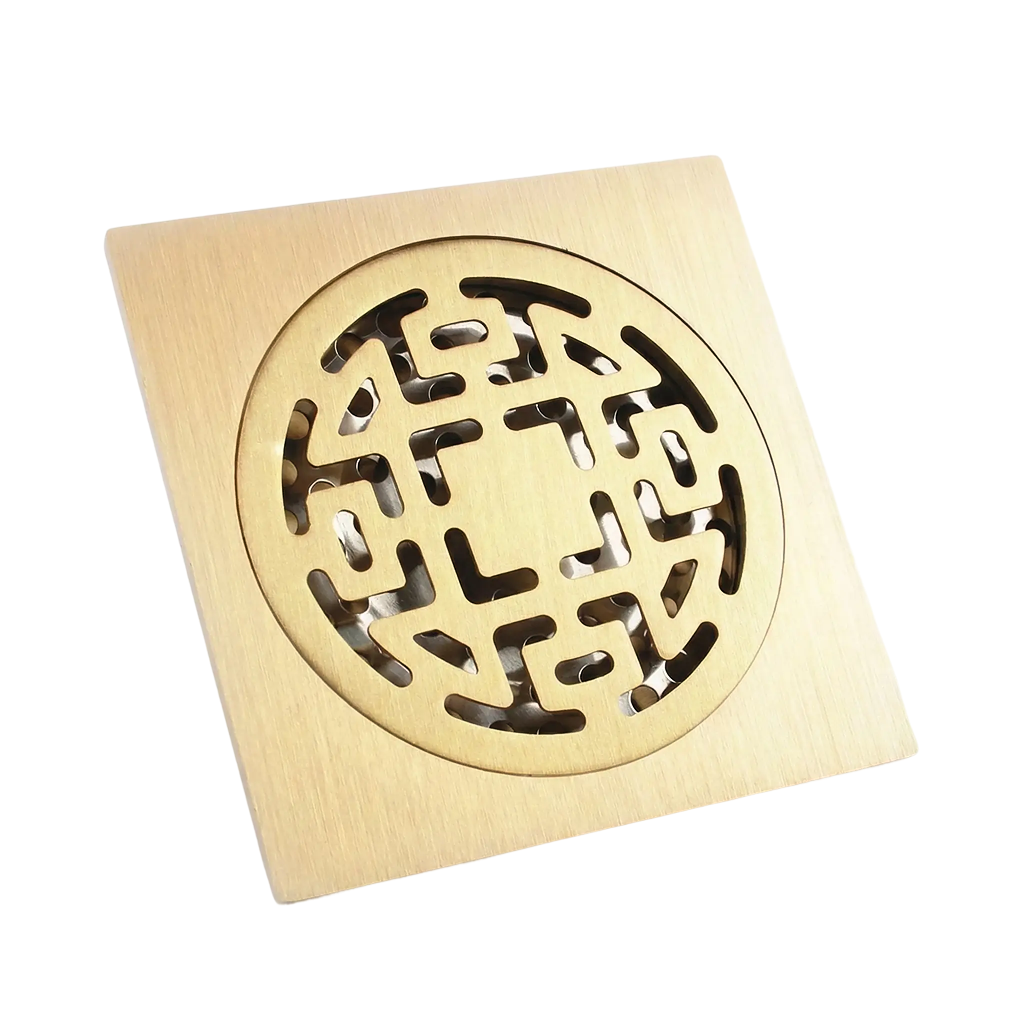 ניקוז מרובע "צורתי" | 10/10 | פטנט חוסם ריחות וחרקים | זהב מוברש | מק"ט 103BG