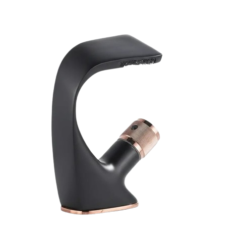 ברז לכיור מקלחת אופנתי מעוצב חם קר שחור ידית ברונזה מק"ט 505