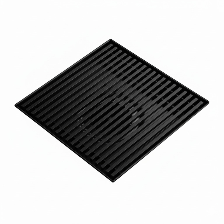 ניקוז מרובע "פסים" | 12/12 | פטנט חוסם ריחות וחרקים | שחור מט | מק"ט 109BL