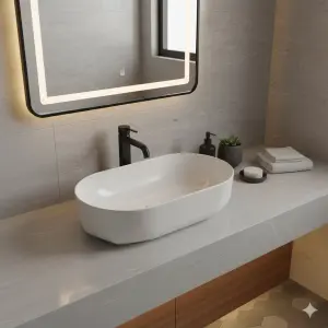 ⁦כיור מונח | לבן מט | 550*310*150 | מק"ט 550359MW⁩ – תמונה ⁦2⁩