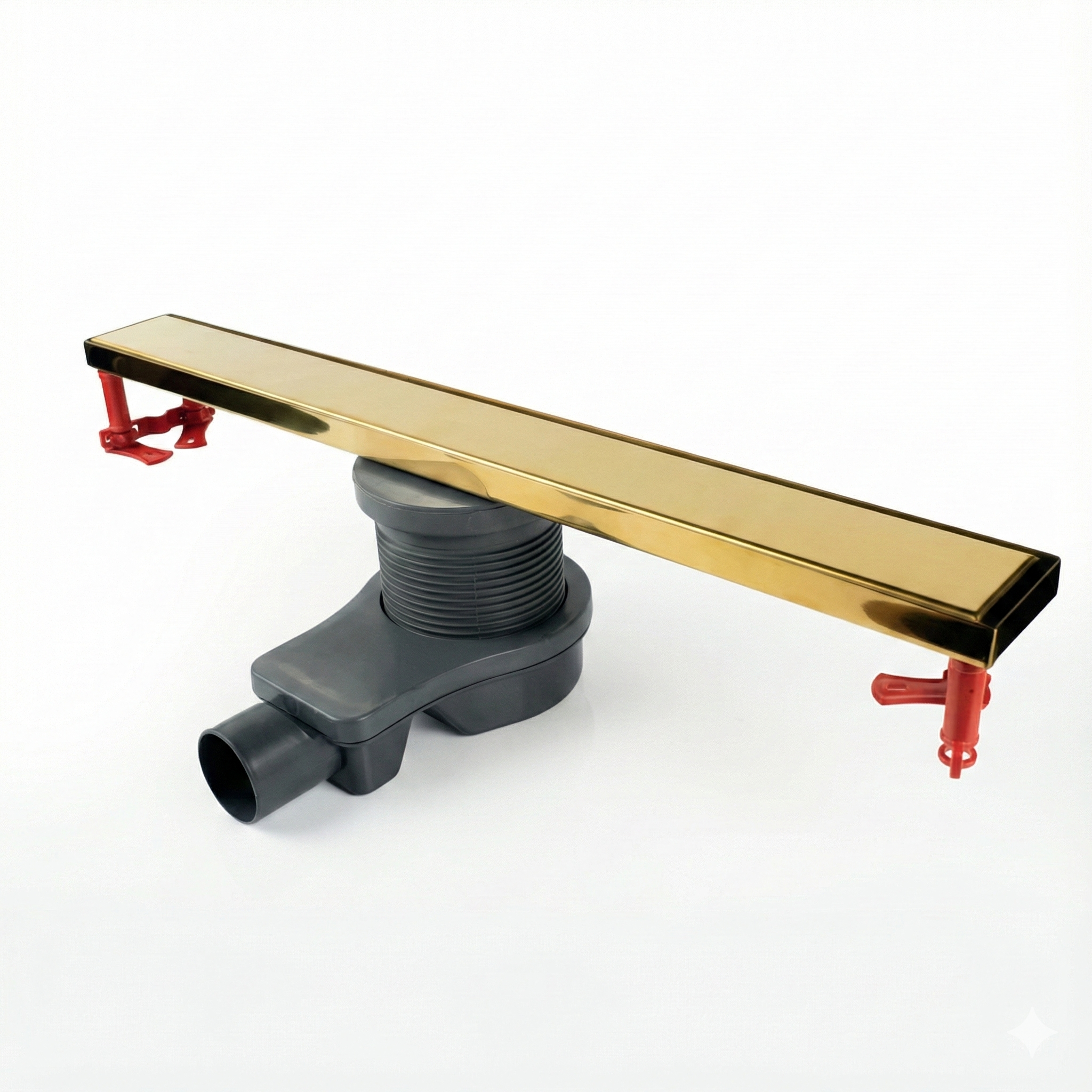 תעלת ניקוז 7/60 | נירוסטה אל חלד | יציאה ל 4 צול + מתאם ל 2 צול מונע ריחות | אפשרות להכנסת אריח | זהב | מק"ט 719