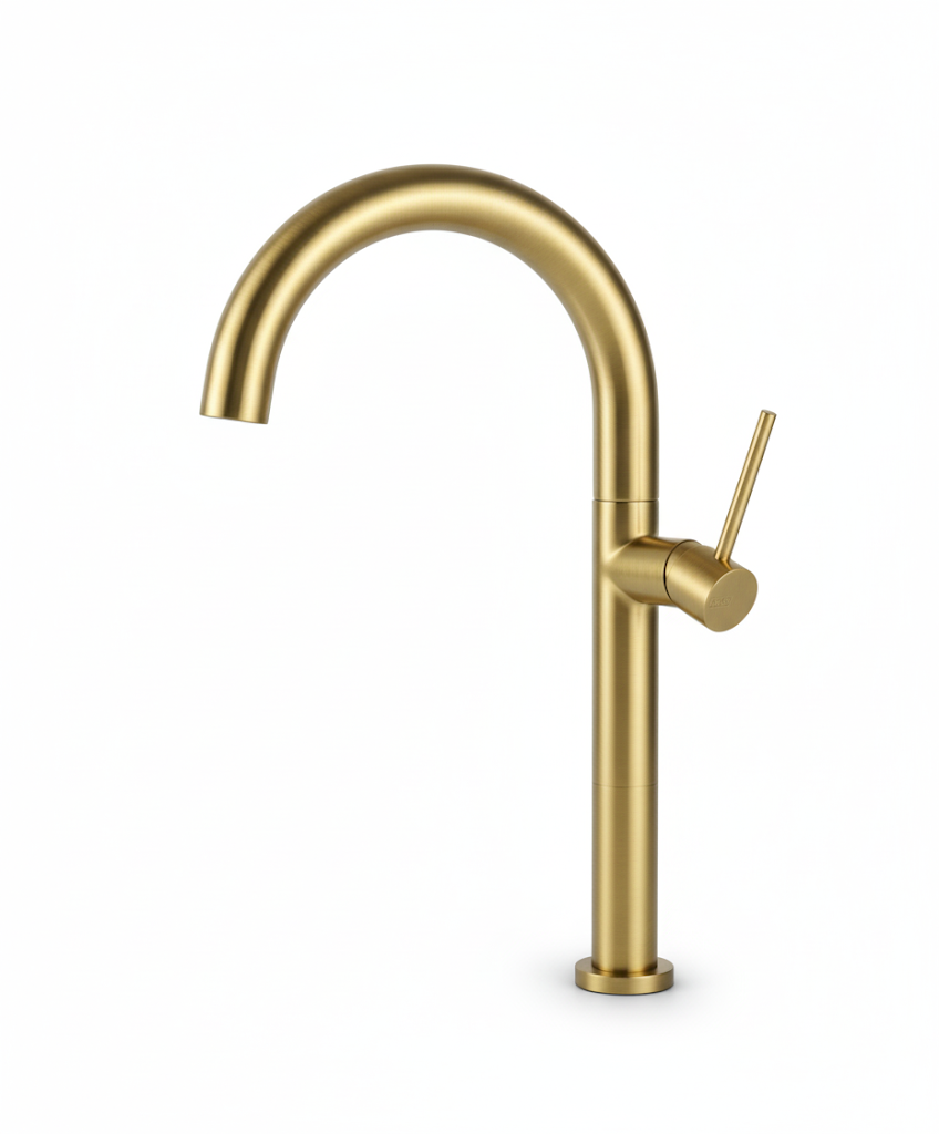 ברז חם קר אופנתי גבוה לכיור מונח | 10 שנות אחריות | זהב מוברש | מק"ט 767/2