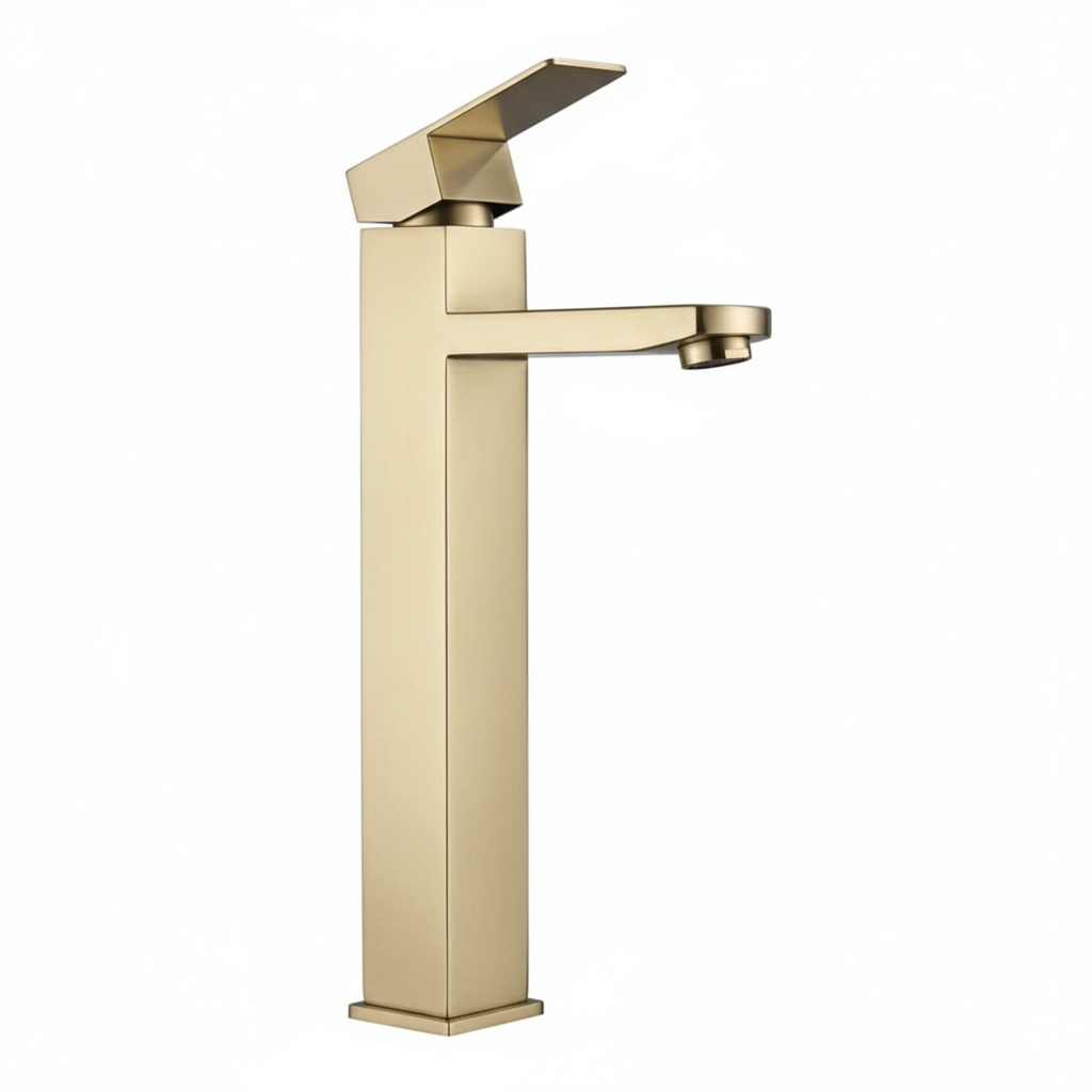 ברז מפל אופנתי יוקרתי לכיור מקלחת מונח | זהב מוברש | מק"ט 769