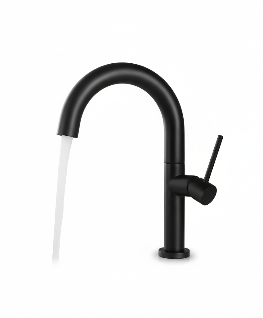 ברז חם קר אופנתי לכיור אינטגרלי | 10 שנות אחריות | שחור מט | מק"ט 766/1