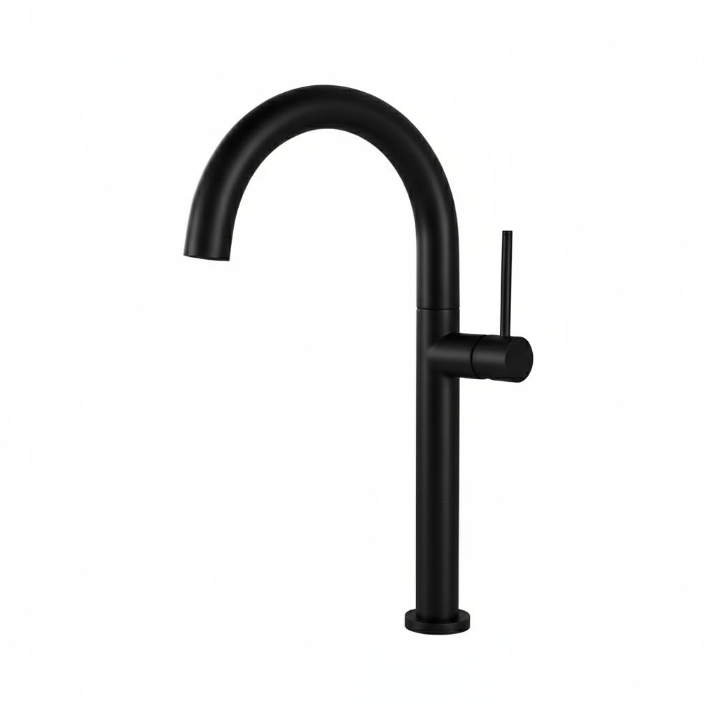 ברז חם קר גבוה לכיור מונח | 10 שנות אחריות | שחור מט | מק"ט 767/1