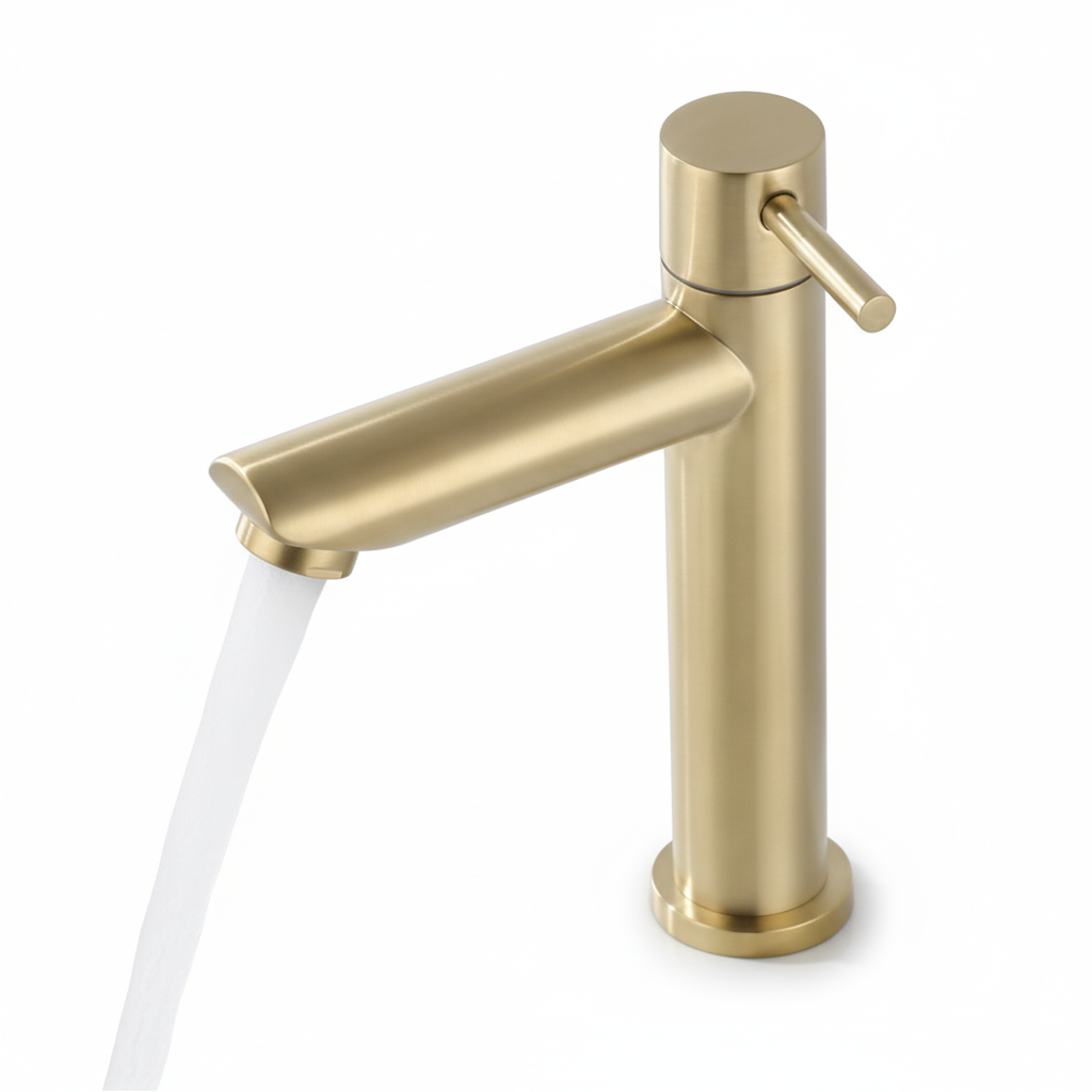 ברז אופנתי לכיור שטיפת ידיים קר בלבד זהב מוברש מק"ט 798