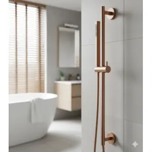 ⁦מוט פינוק יוקרתי למקלחת | רוז גולד מוברש | מק"ט 839⁩ – תמונה ⁦2⁩