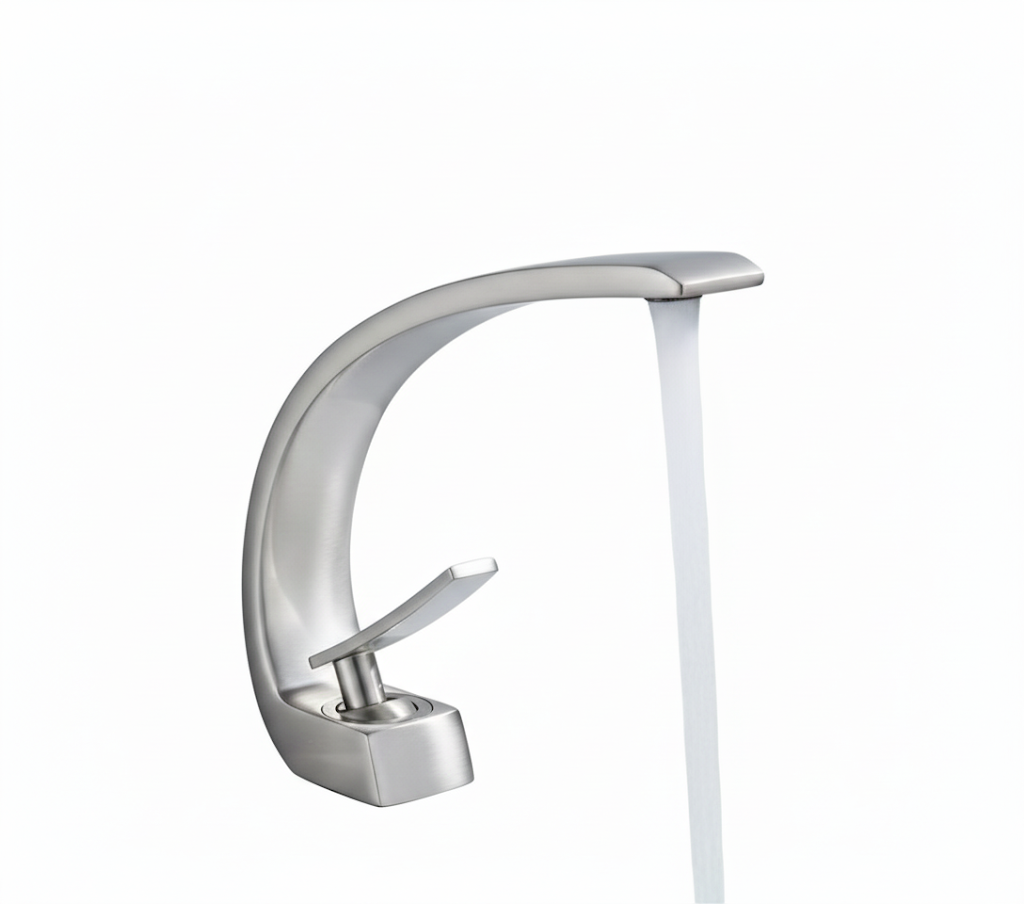 ברז לכיור מקלחת אופנתי מעוצב חם קר ניקל מוברש מק"ט 810