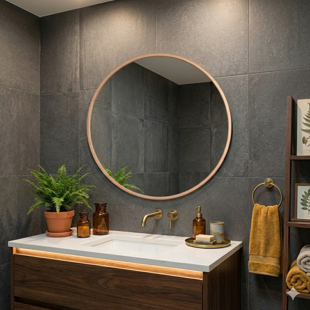 מראה עגולה קוטר 80 | פרופיל רוז גולד מוברש | מק"ט 881/4