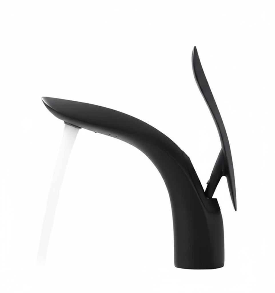 ברז מעוצב לכיור מקלחת דגם "יסמין" | שחור מט | מק"ט 924