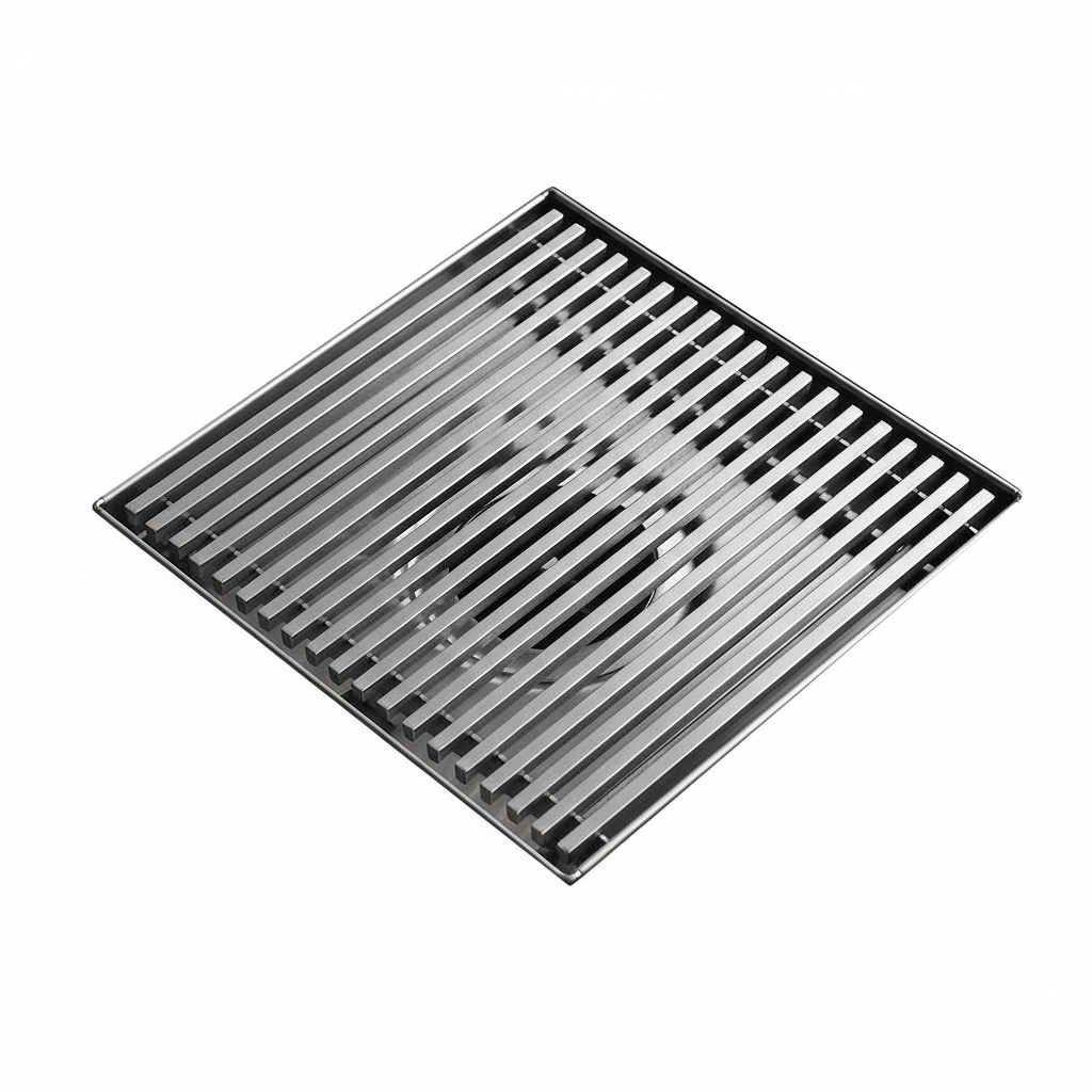 ניקוז מרובע "פסים" | 12/12 | פטנט חוסם ריחות וחרקים | ניקל מוברש | מק"ט 109BN