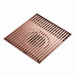 ניקוז מרובע "פסים" | 12/12 | פטנט חוסם ריחות וחרקים | רוז גולד מוברש | מק"ט 109RZ