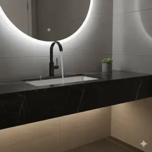 ⁦ברז לכיור מקלחת מונח | דגם "אנטוני" | שחור מט | מק"ט 935/1⁩ – תמונה ⁦2⁩