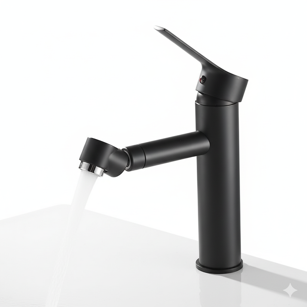 ברז מתכוונן לכיור מקלחת אינטגרלי | שחור מט | מק"ט 349