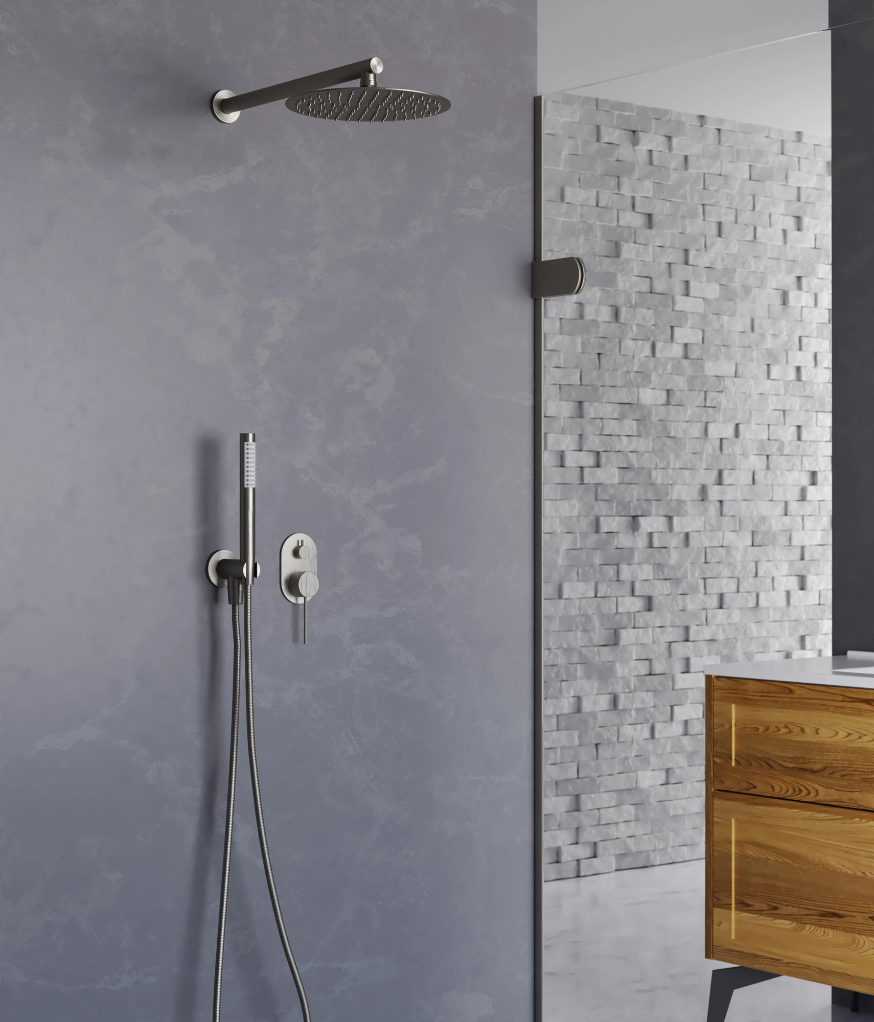 סט אינטרפוץ 4 דרך | דגם "רפאל" | ניקל מוברש | מק"ט 789/3