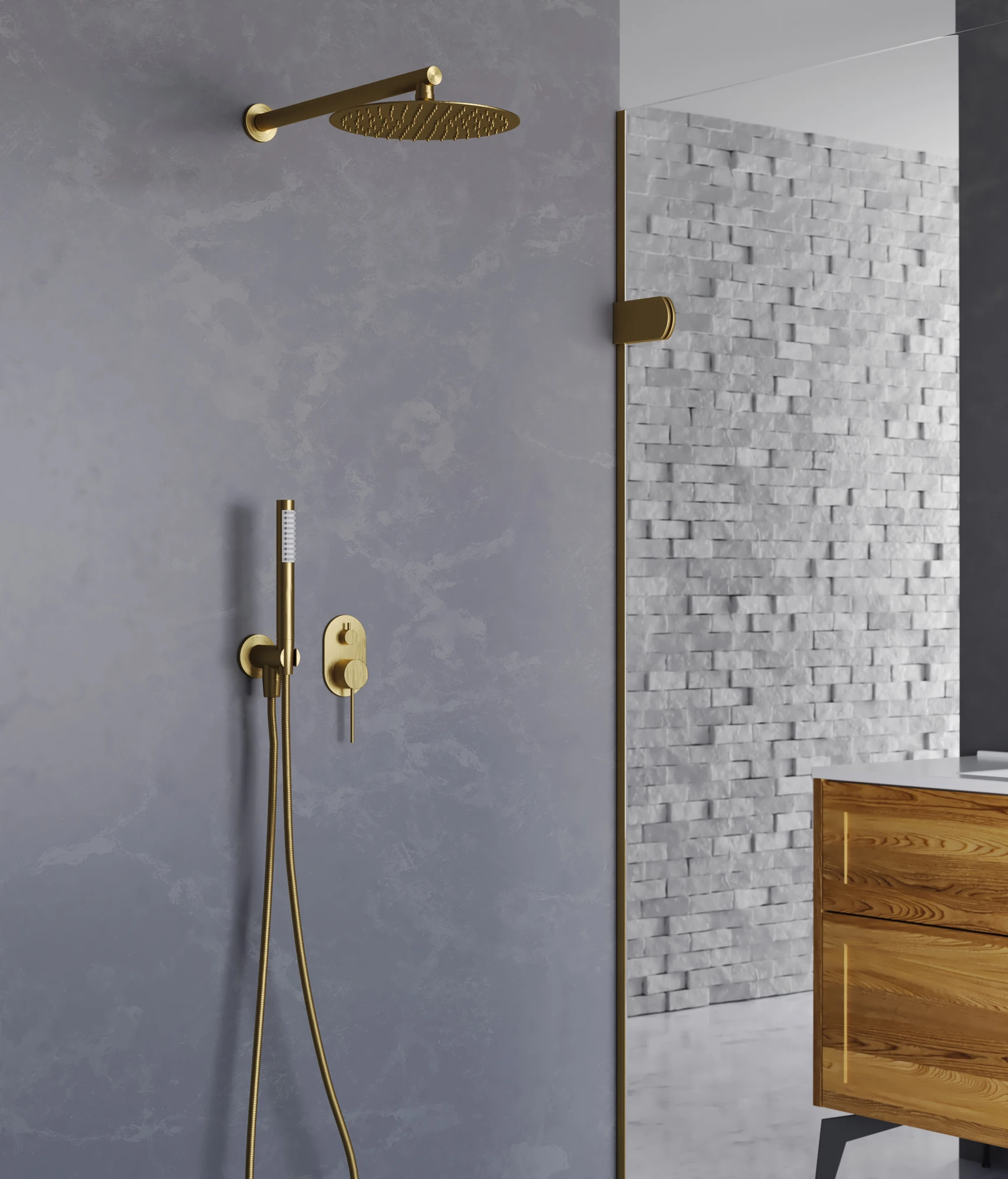 סט אינטרפוץ 4 דרך | דגם "רפאל" | זהב מוברש | מק"ט 789/2