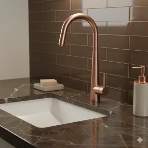 ⁦ברז מטבח נשלף מנגנון טאצ' | רוז גולד מוברש | מק"ט 092/3⁩ – תמונה ⁦2⁩