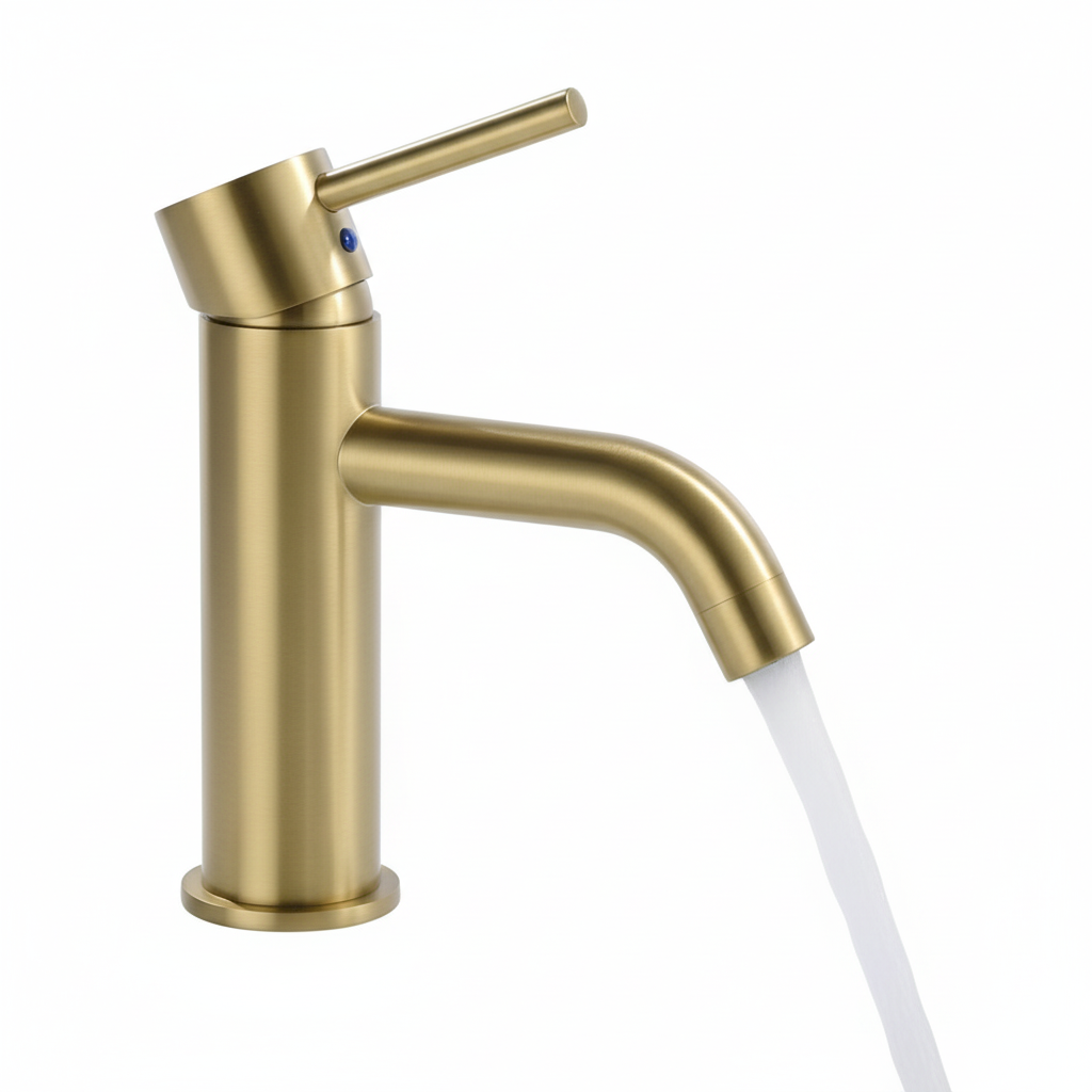 ברז לכיור מקלחת | חם קר | זהב מוברש | מקט 301