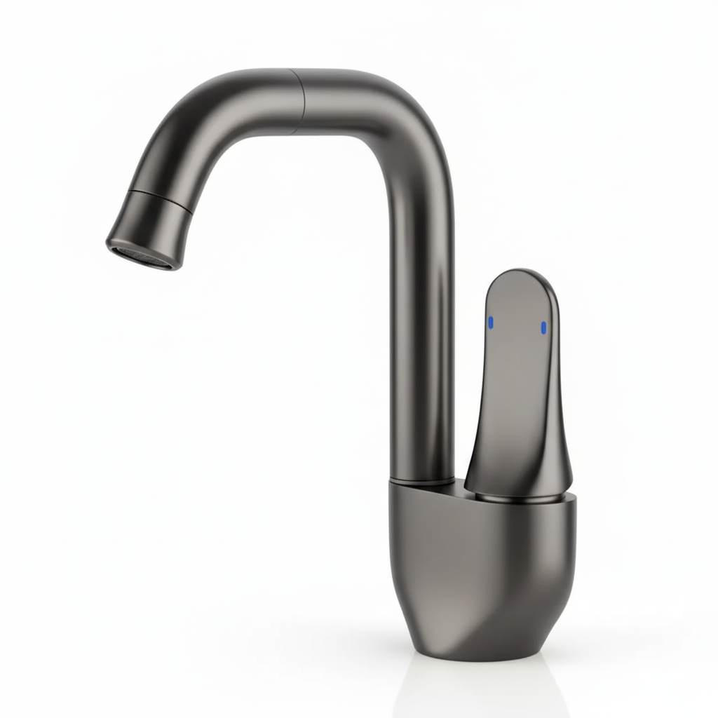 ברז לכיור מקלחת עם פייה מתכווננת | דגם "שאגי" | אפור גרפיט | מק"ט 448/6