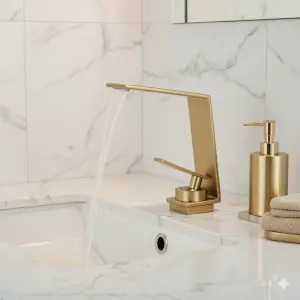 ⁦ברז לכיור מקלחת | דגם "זאוס" | זהב מוברש | מק"ט 788/2⁩ – תמונה ⁦2⁩