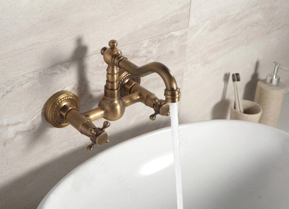 ⁦ברז סוללה מהקיר למטבח / כיור מקלחת | דגם "יאניס" | זהב מוברש ענתיק | מק"ט 139⁩ – תמונה ⁦7⁩