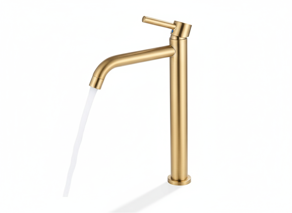 ברז לכיור מקלחת מונח | קרים בלבד | זהב מוברש | מק"ט 486/2