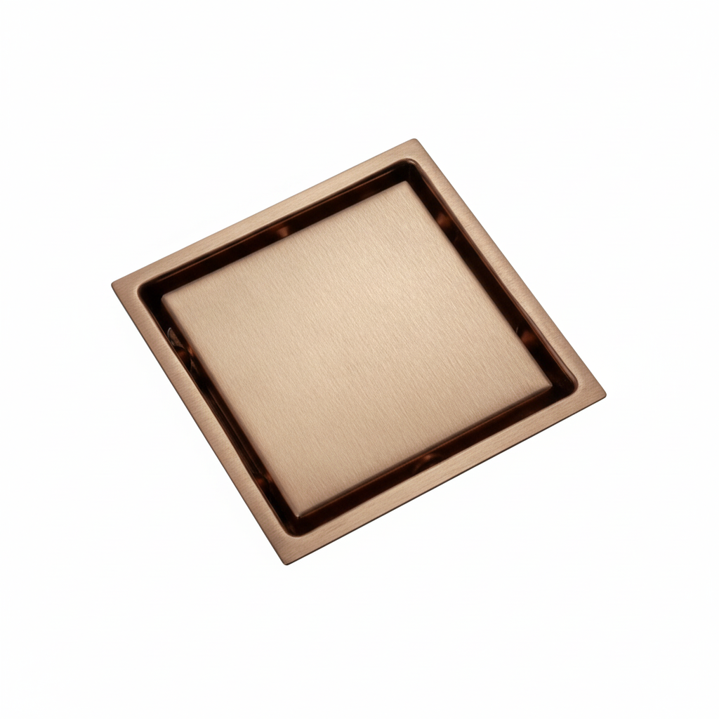 תעלה נסתרת לניקוז / ביקורת דגם "סקוואר" | 11/11 | פטנט חוסם ריחות וחרקים | רוז גולד מוברש | מק"ט 107RZ