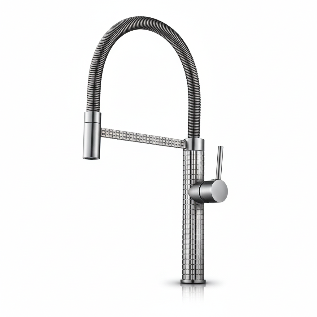 ברז סליל למטבח | דגם "דיימונד" | ניקל מוברש | מק"ט 087