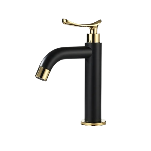 ברז לכיור מקלחת | קרים בלבד | שחור מט משולב זהב | מק"ט 344/1