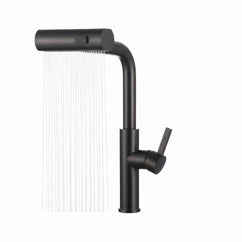 ברז מטבח נשלף + מפל | "אליאן קלאס" | שחור מט | מק"ט 090/1