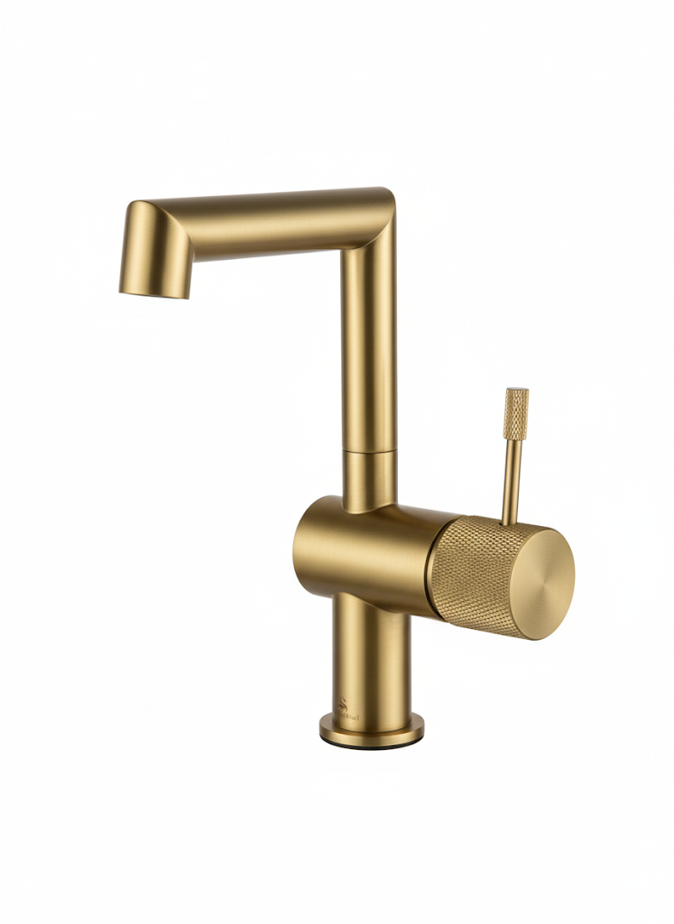 ברז מפואר לכיור מקלחת מבית "חמת הפצה" | זהב מוברש | מק"ט 410/2