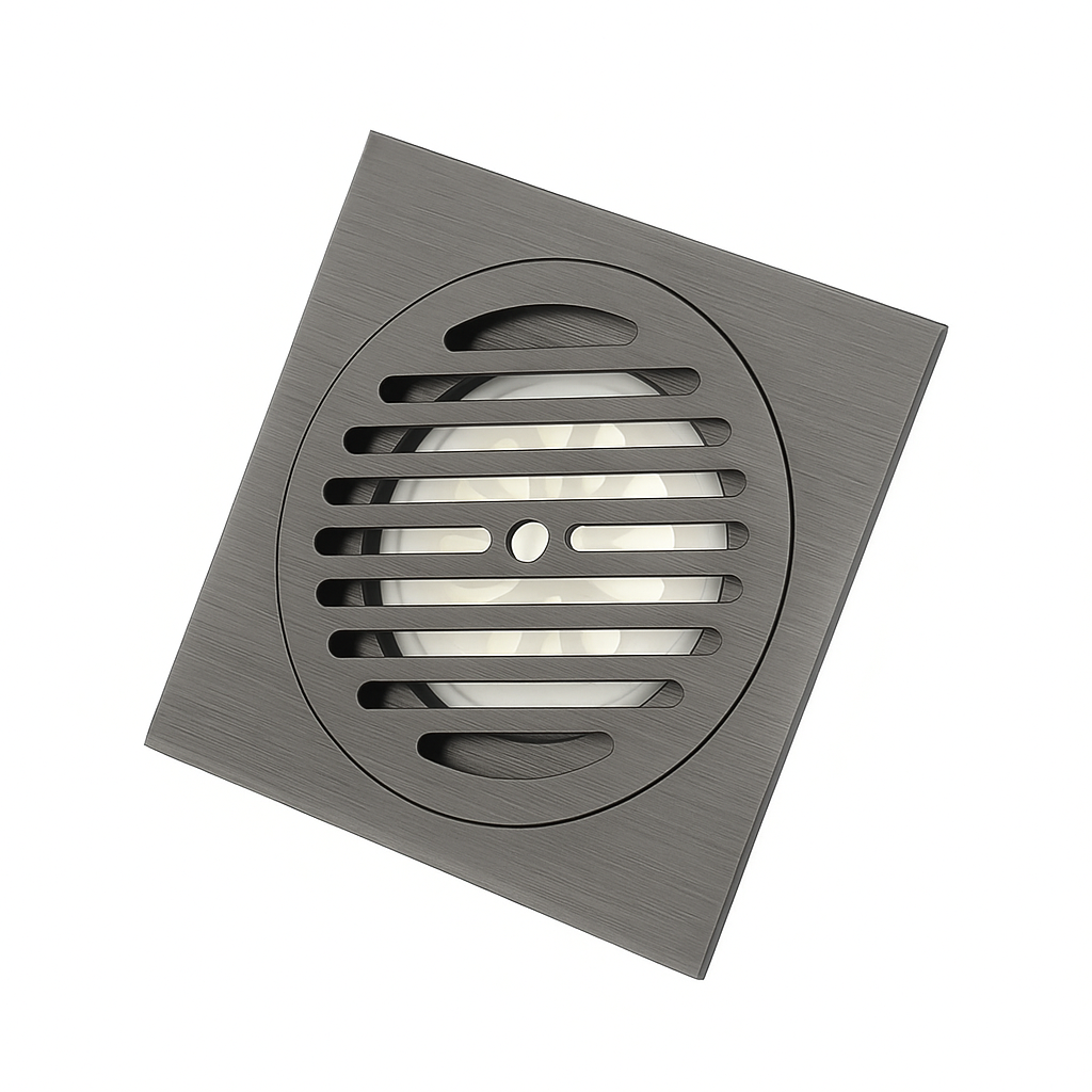 ניקוז מרובע דגם "סימפל" | 12/12 | פטנט חוסם ריחות וחרקים | אפור גרפיט | מק"ט 125GR