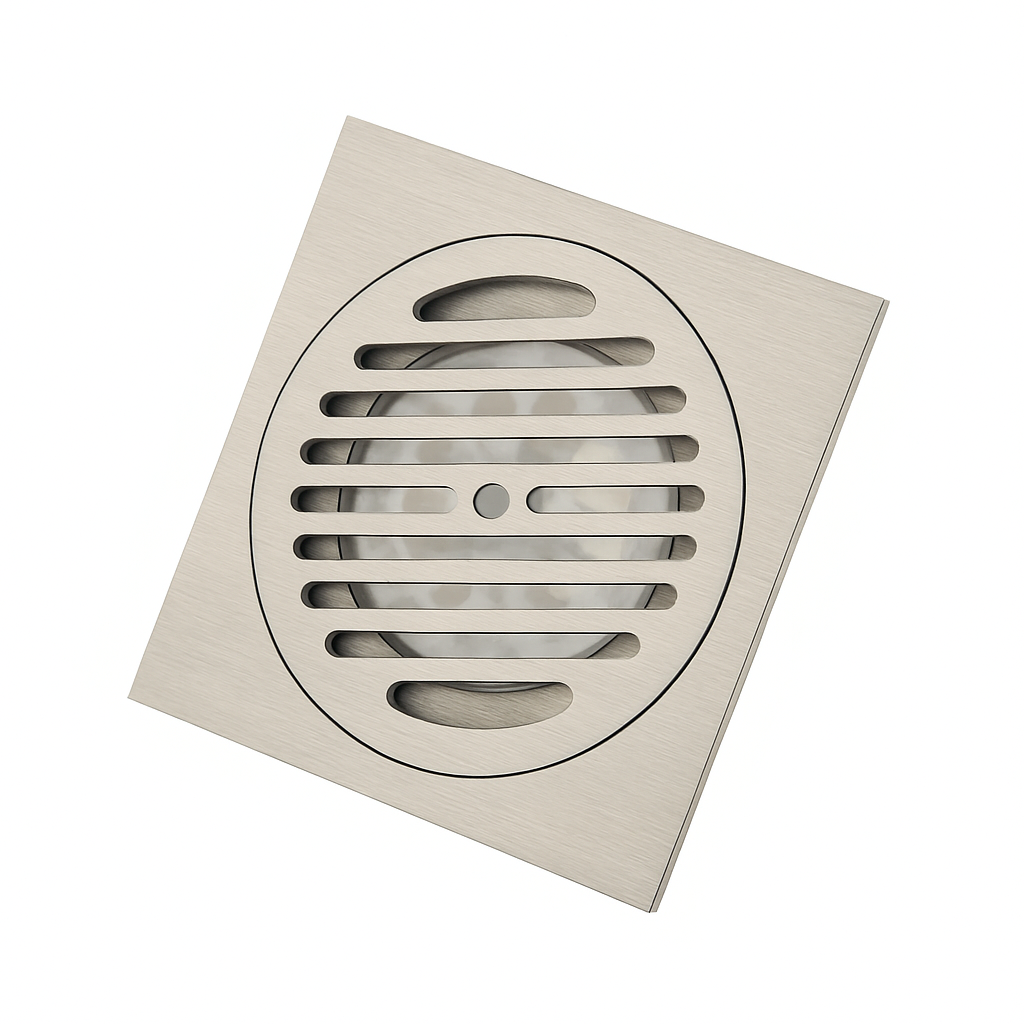 ניקוז מרובע דגם "סימפל" | 15/15 | פטנט חוסם ריחות וחרקים | ניקל מוברש | מק"ט 126BN